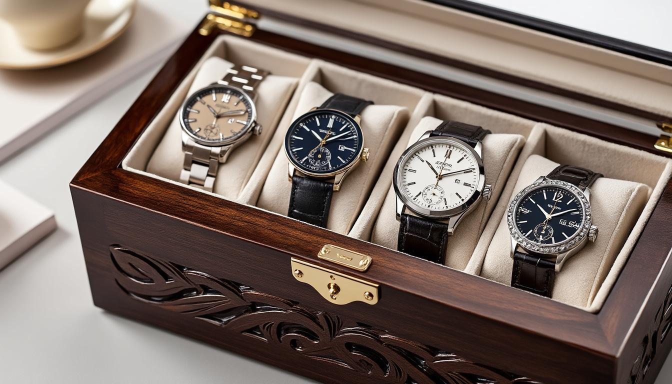 découvrez notre sélection des 5 meilleures boîtes de rangement en bois pour montres homme, idéales pour protéger et mettre en valeur vos garde-temps favoris. le guide parfait pour tout amateur !