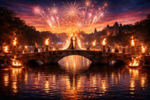 Noces de feu au Puy du Fou : spectacle fantastique sur le vieux lac