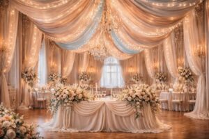 Inspiration : des tentures au plafond pour un mariage qui fera parler de vous